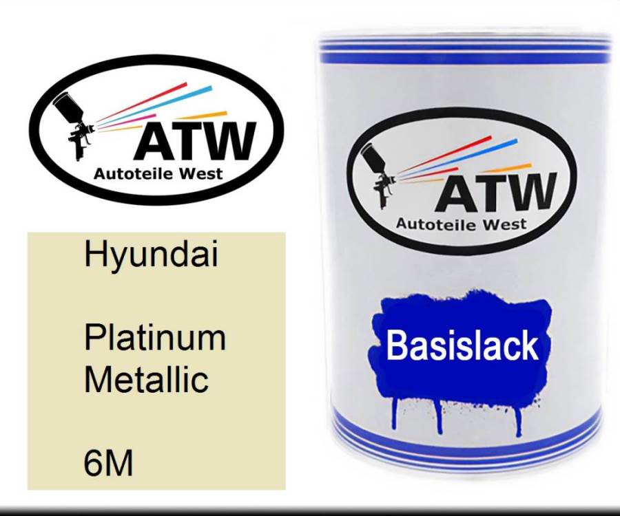 Hyundai, Platinum Metallic, 6M: 500ml Lackdose, von ATW Autoteile West.